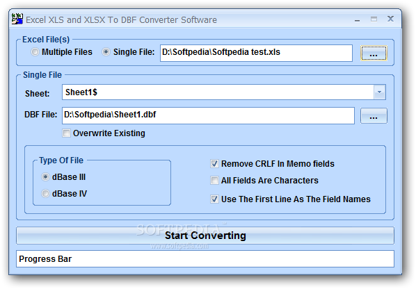 excel to dbf converter